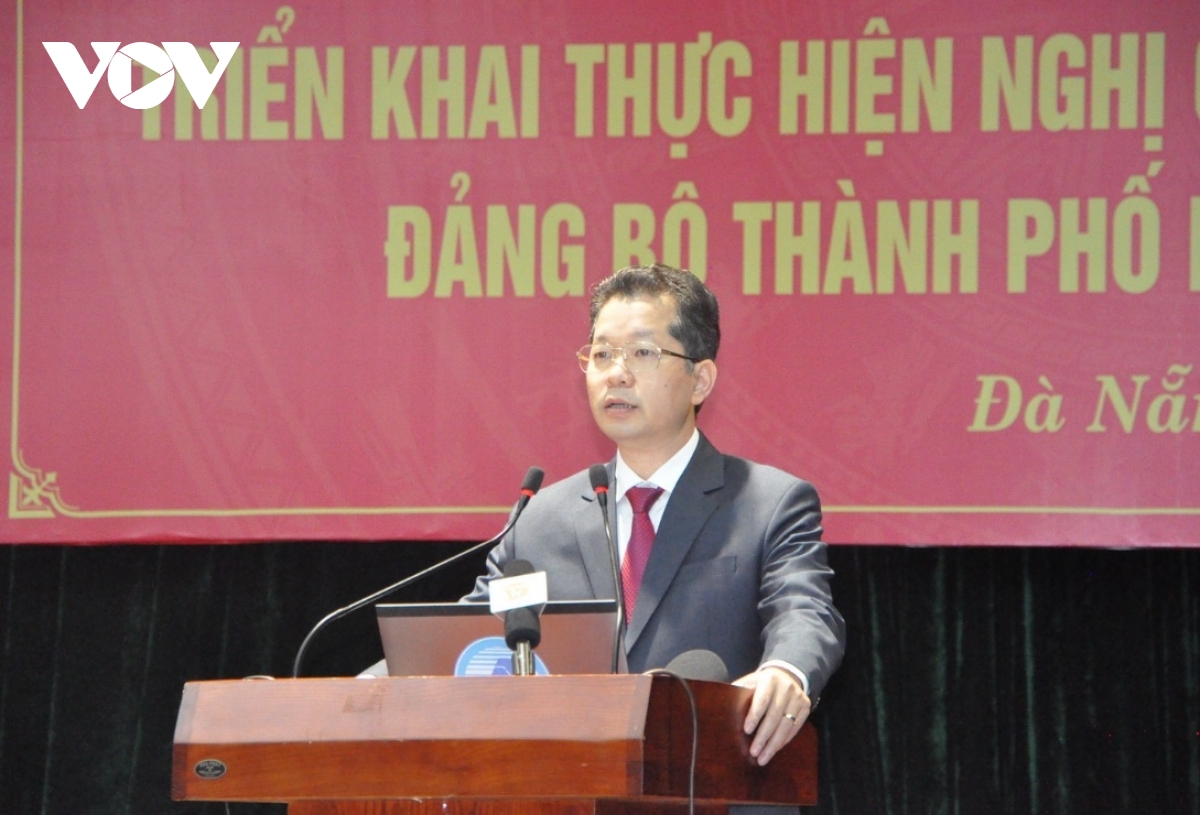  Ông Nguyễn Văn Quảng, Bí thư Thành ủy Đà Nẵng tại hội nghị triển khai Nghị quyết Đại hội Đảng bộ thành phố lần thứ XXII